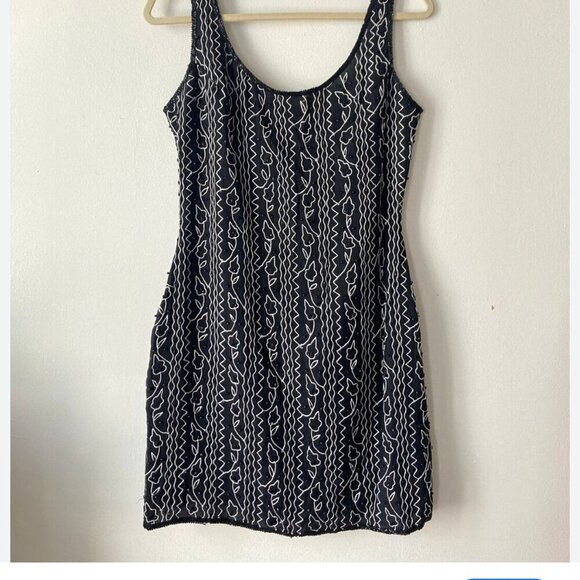Beaded Black and White Dress - Picture 1 of 4